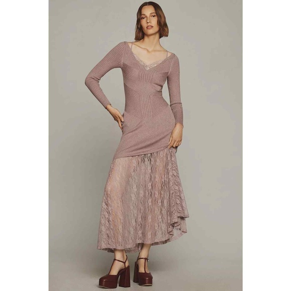 cape lace dress Lara Women's Lace Gown with Long Cape Sleeves main image 0